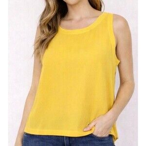 Vintage Oscar De La Renta 100% Silk Tank Women's Medium Sleeveless Top Yellow
